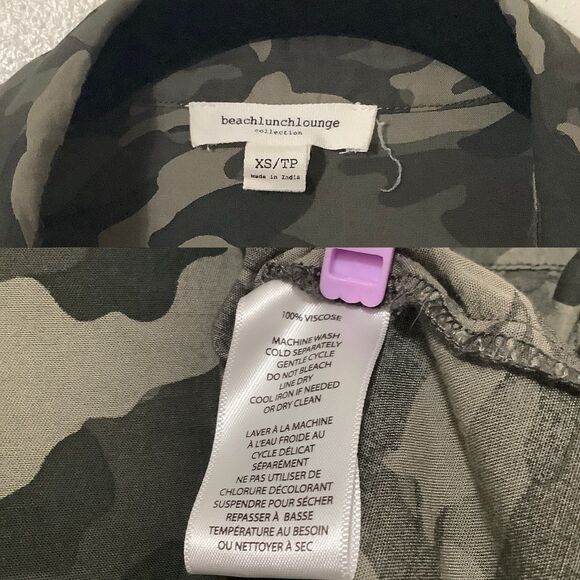 BeachLunchLounge Military Green Gorpcore Camouflage Grunge Button Down Blouse XS - Picture 12 of 12